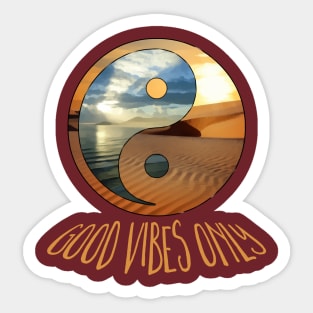 yin yang - good vibes only - beige Sticker